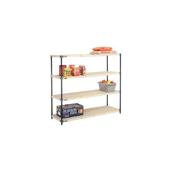 Global Equipment Nexel , Nexelite reg , 4 Tier, Vented Plastic Mat Shelving Unit, 60"W x 21"D x 54"H PM21605N - main